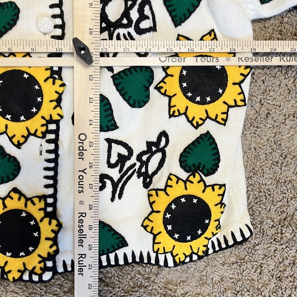 Vintage Michael Simon Sunflower Cardigan Sweater Womens M Cottage Cute Boho 90s - Picture 5 of 5